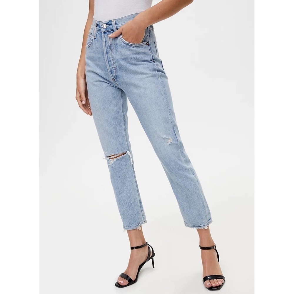 Agolde | Riley High Rise Straight Leg Crop Shatter Light Wash Size 26